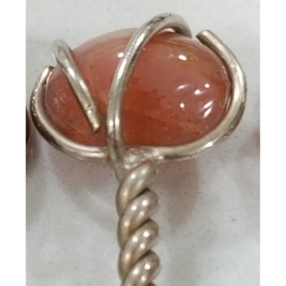 Gemstone polished stoned silver (sterling?plated?)cocktail pick 6 count - Picture 9 of 12